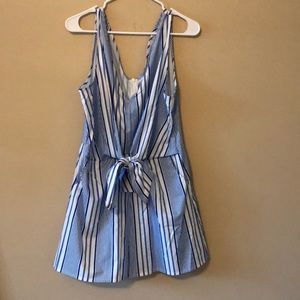 Blue and white stripped romper